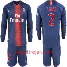 Paris Saint-Germain Fodboldtrøjer T. Silva 2 Børn Hjemmebanesæt 2018/19 Langærmet